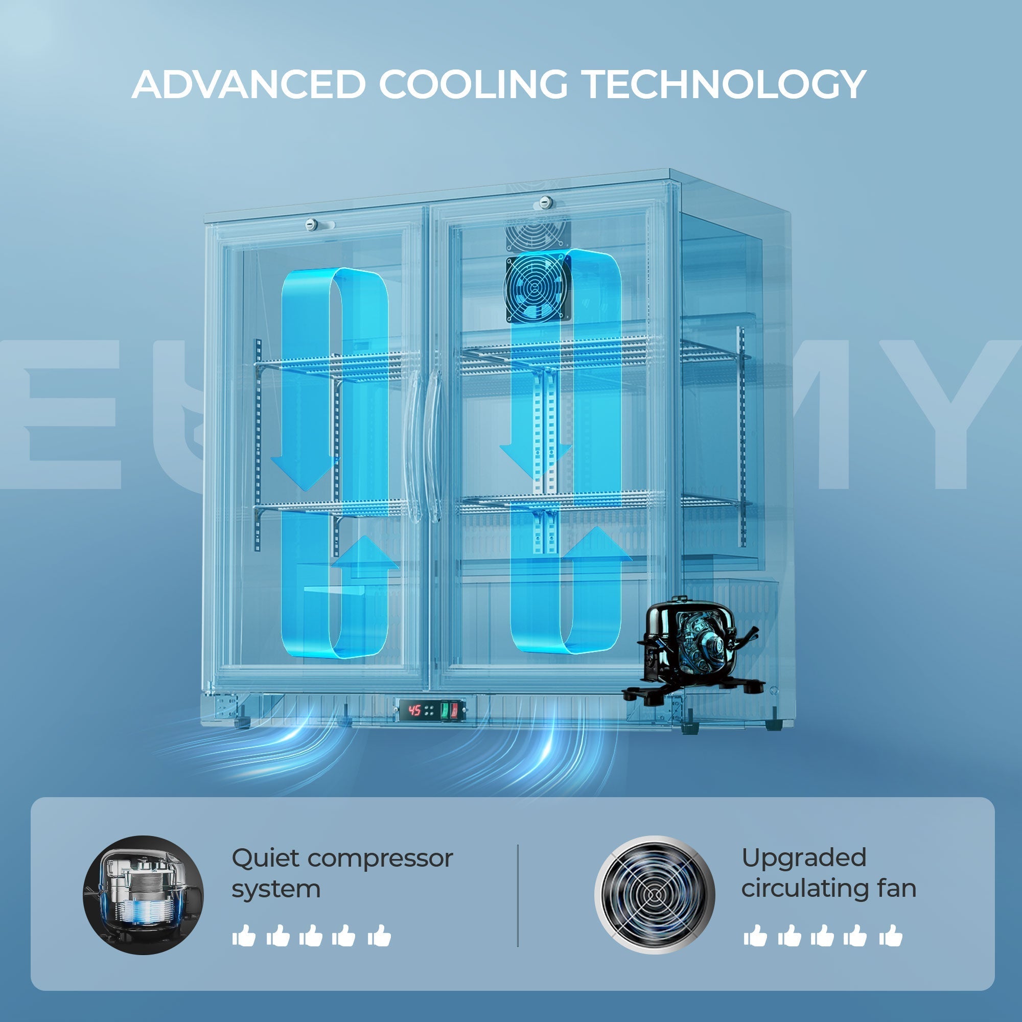 EUHOMY Back Bar Cooler With 2/3 Glass Swing Doors Wine Cooler - Euhomy