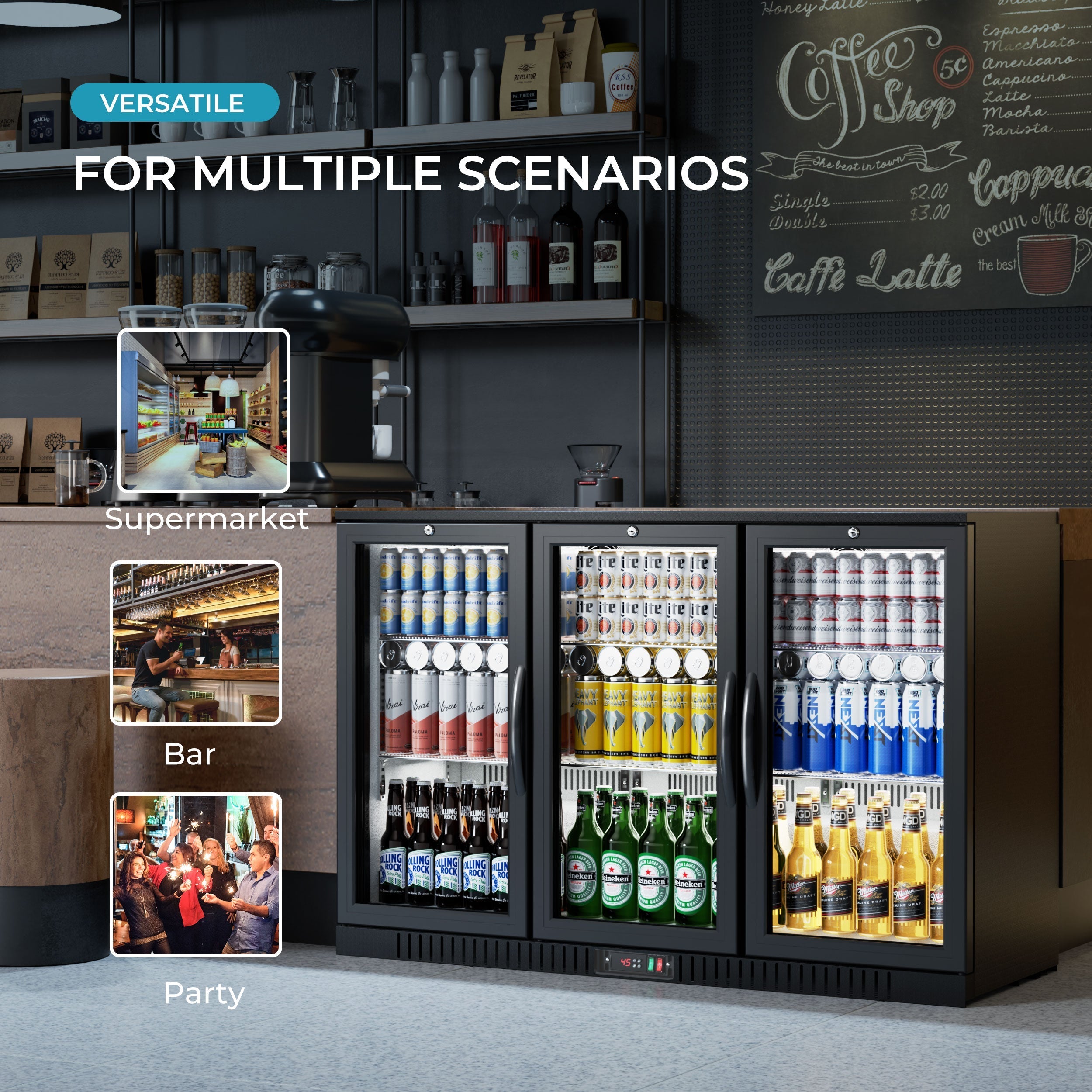EUHOMY Back Bar Cooler With 2/3 Glass Swing Doors Wine Cooler - Euhomy